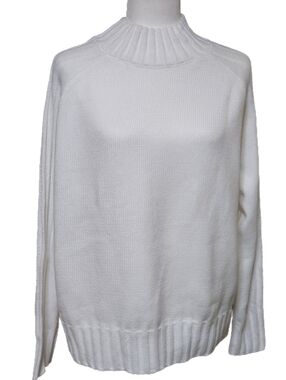 Solid White Mock Neck Sweater